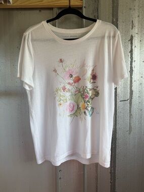 Lucky Brand White Floral Graphic Tee